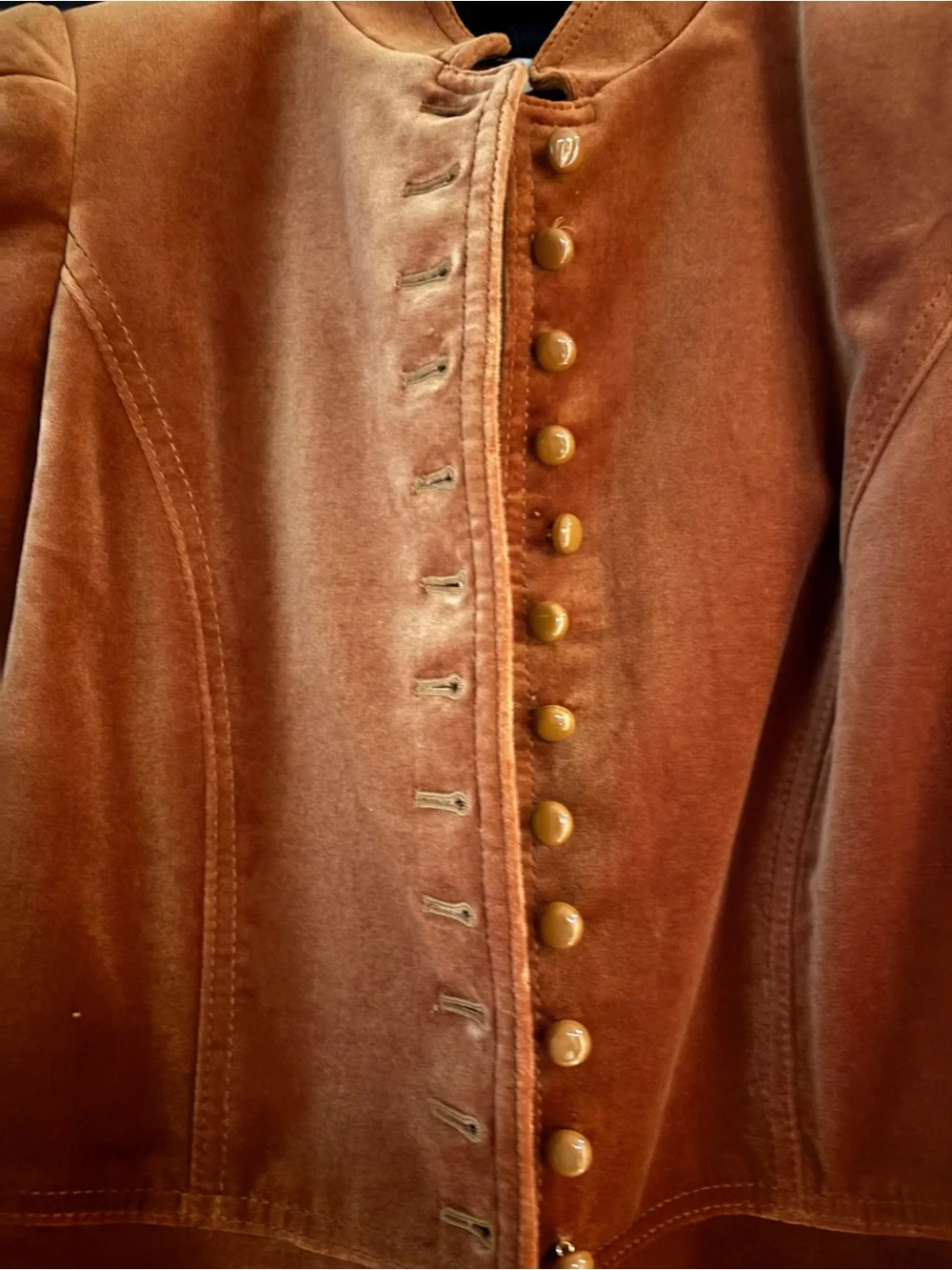 Tory Burch Velvet Button-Front Jacket in Burnt Orange